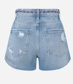 Short Cintura Alta em Jeans com Amarração de Cadarço