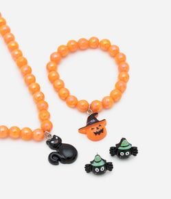 Conjunto de Colar Brinco e Pulseira com Pingente Halloween