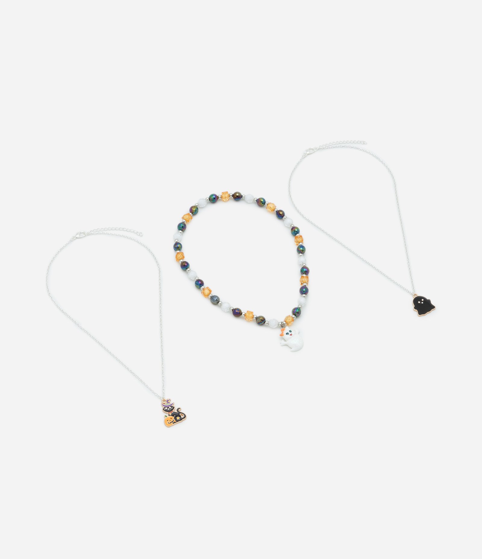 Kit 03 Colares Infantis com Pingente Halloween Multicores 2