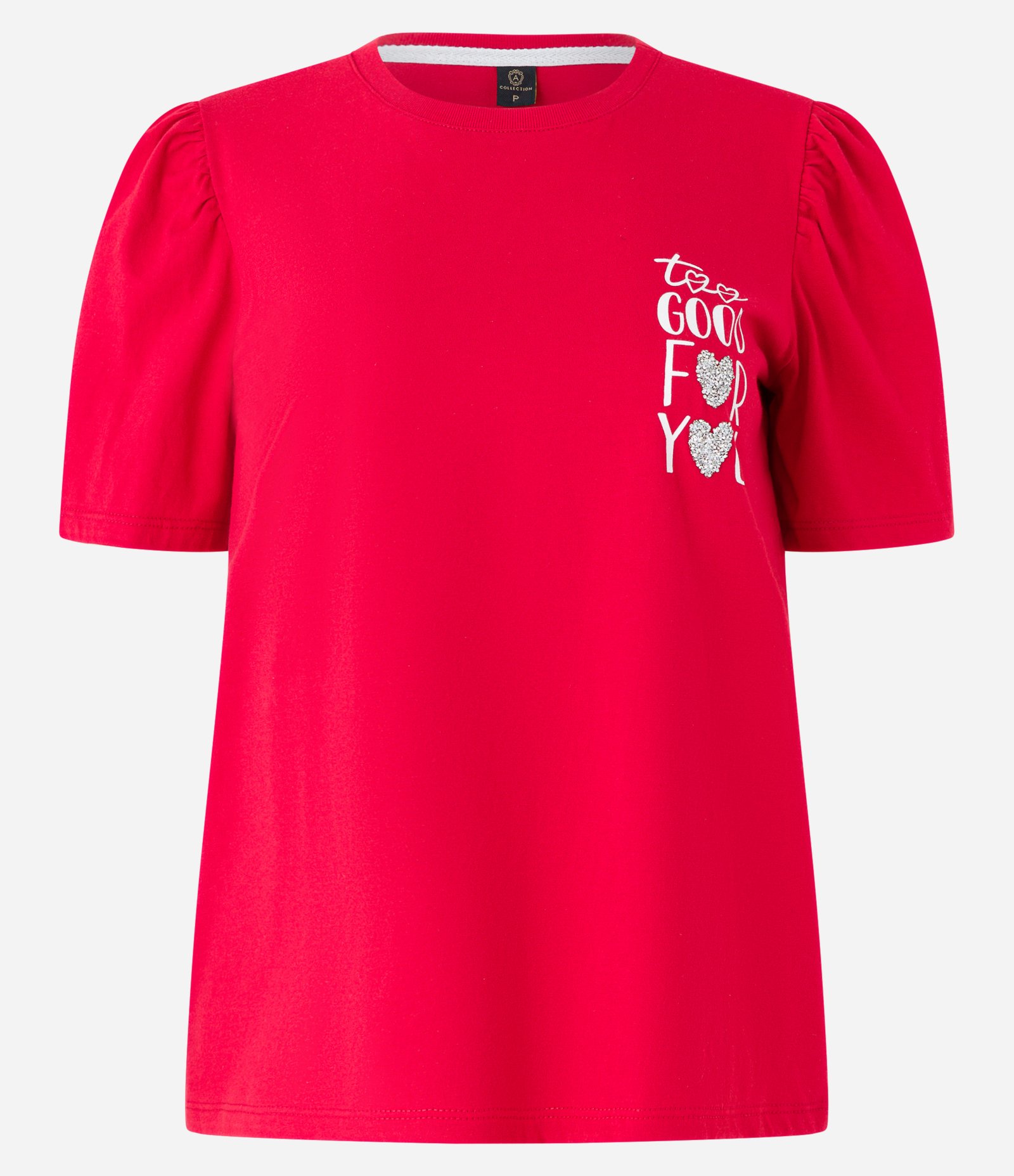 Camiseta em Algodão com Manga Bufante e Estampa Lettering Vermelho 4