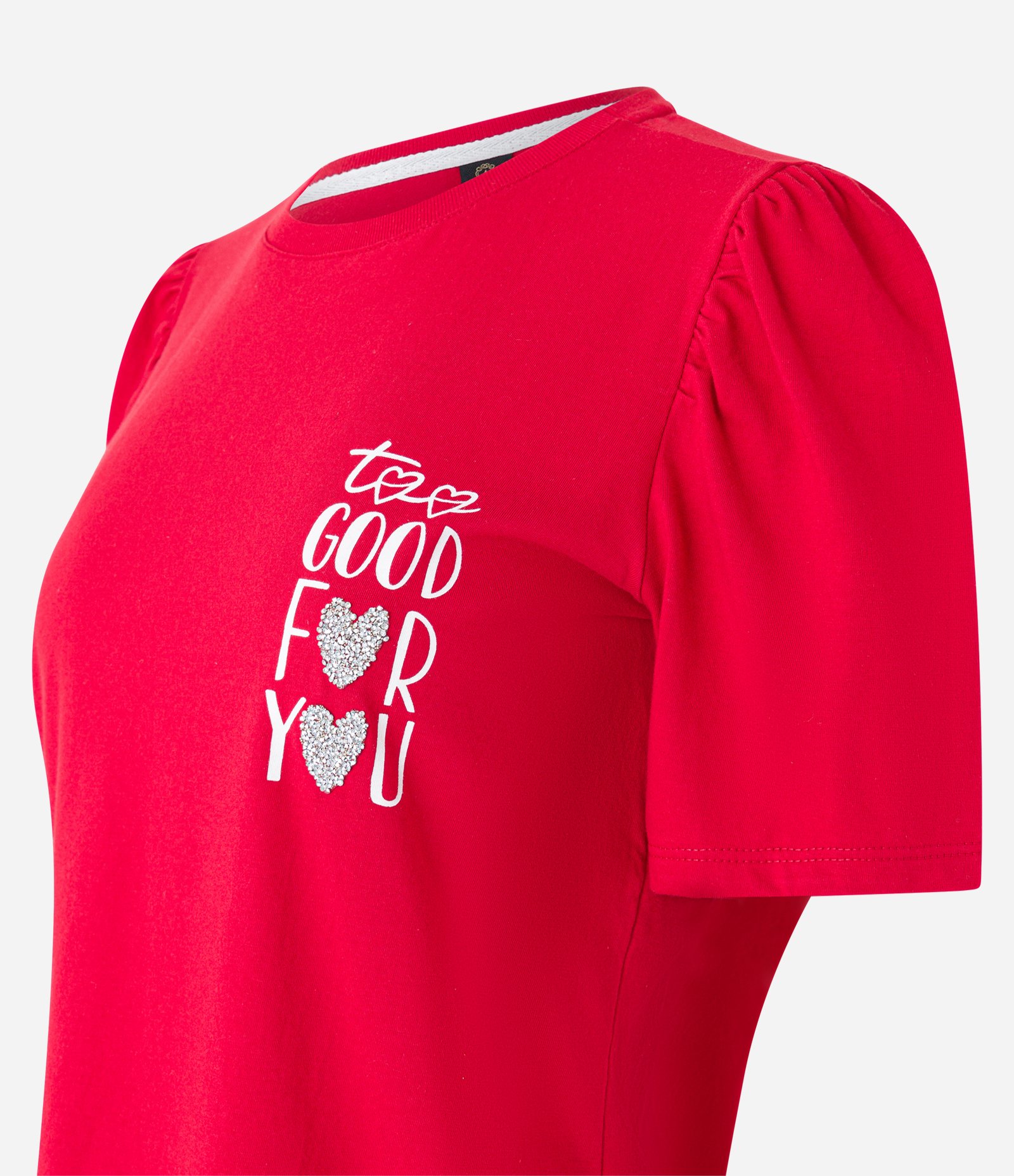 Camiseta em Algodão com Manga Bufante e Estampa Lettering Vermelho 5