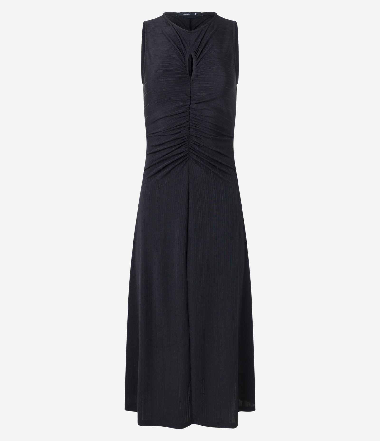 Vestido Midi com Recorte Vazado no Busto e Detalhes Franzidos Preto 6