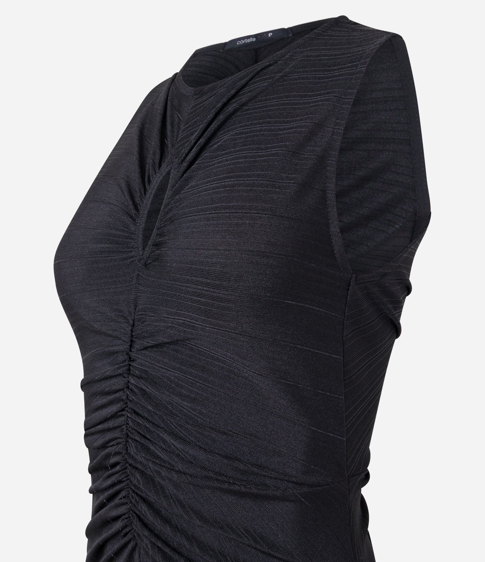 Vestido Midi com Recorte Vazado no Busto e Detalhes Franzidos Preto 7