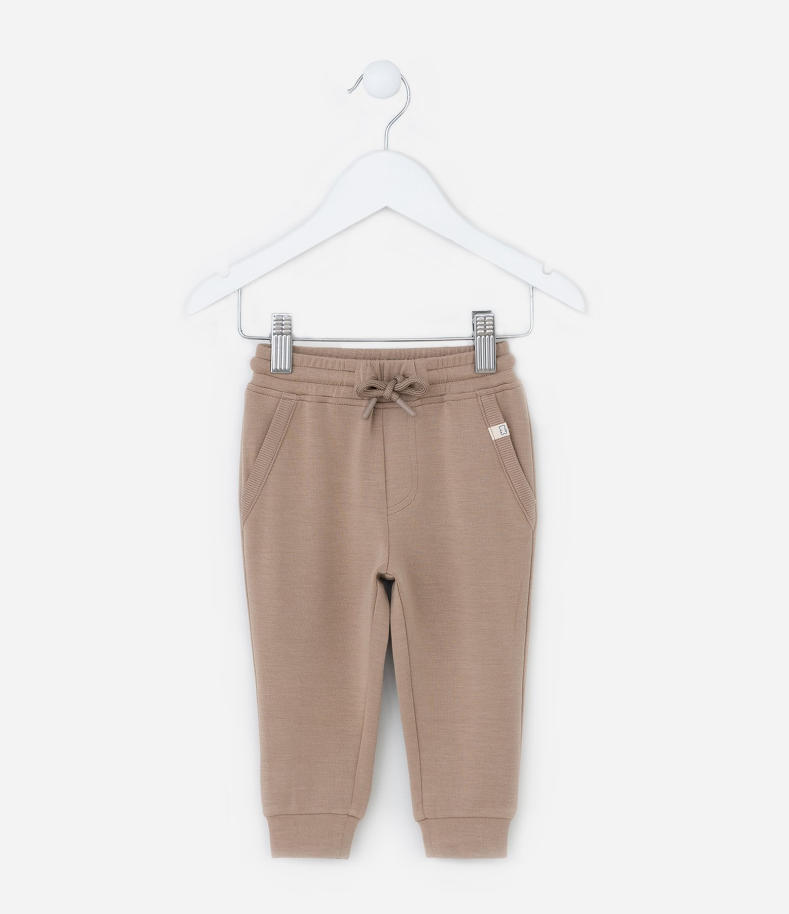Calça Jogger Infantil em Malha Modal - Tam 0 a 12 meses Bege 1
