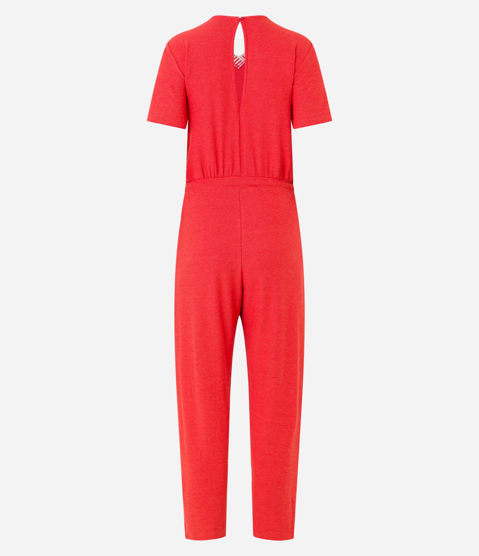 Macacão Manga Curta em Viscose com Amarração e Bolsos Vermelho 8