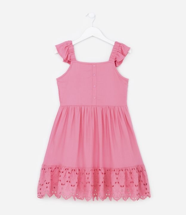 Vestido Infantil com Textura na Barra Franzida - Tam 05 a 14 Anos