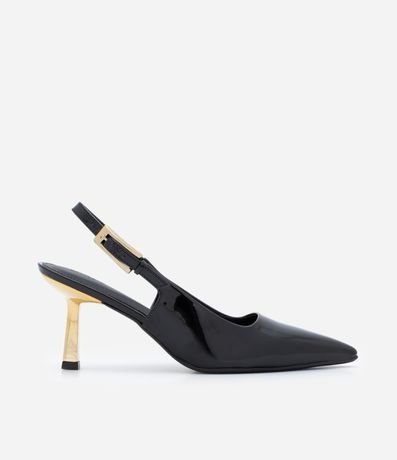 Sapato Scarpin Slingback com Salto Cromado Sapato Scarpin Slingback com Salto Cromado