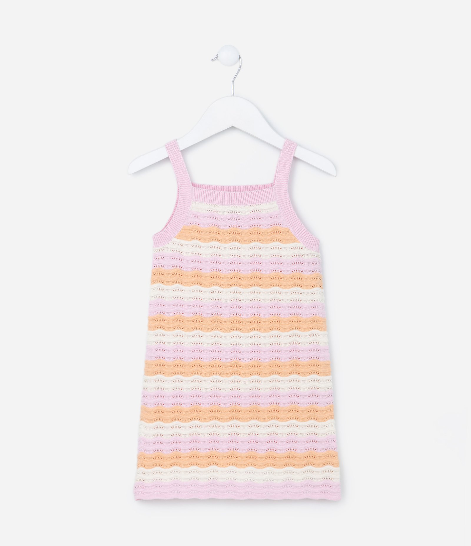Vestido Infantil com Efeito Crochê - Tam 1 a 5 Anos Multicores 1