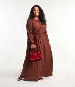 Vestido Longo em Viscose com Amarração no Busto Curve & Plus Size
