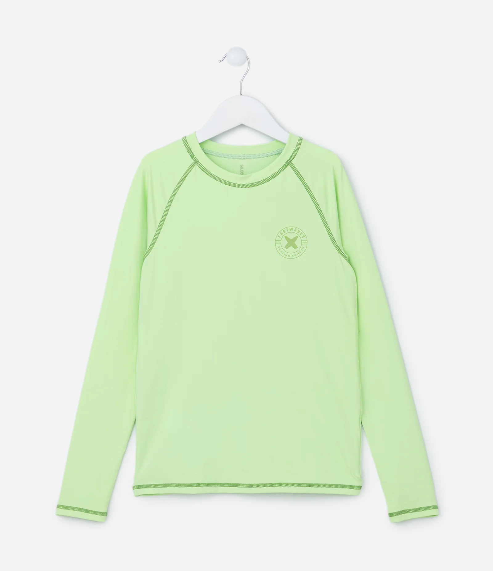 Camiseta Infantil com Proteção UV e Silk de Prancha - Tam 5 a 14 anos Verde Claro 1