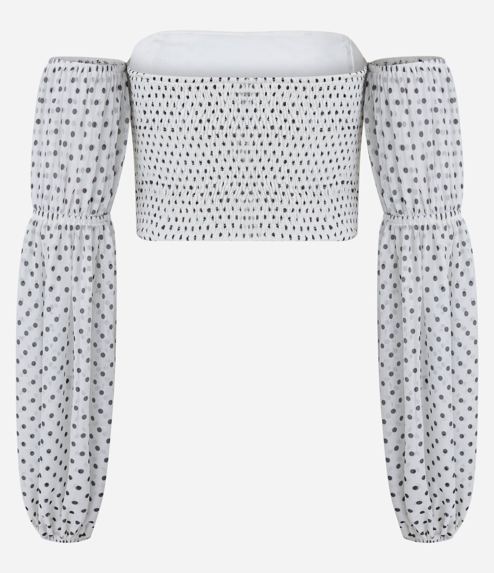 Blusa Tomara que Caia em Tule Corset com Manga Bufante Branco 6