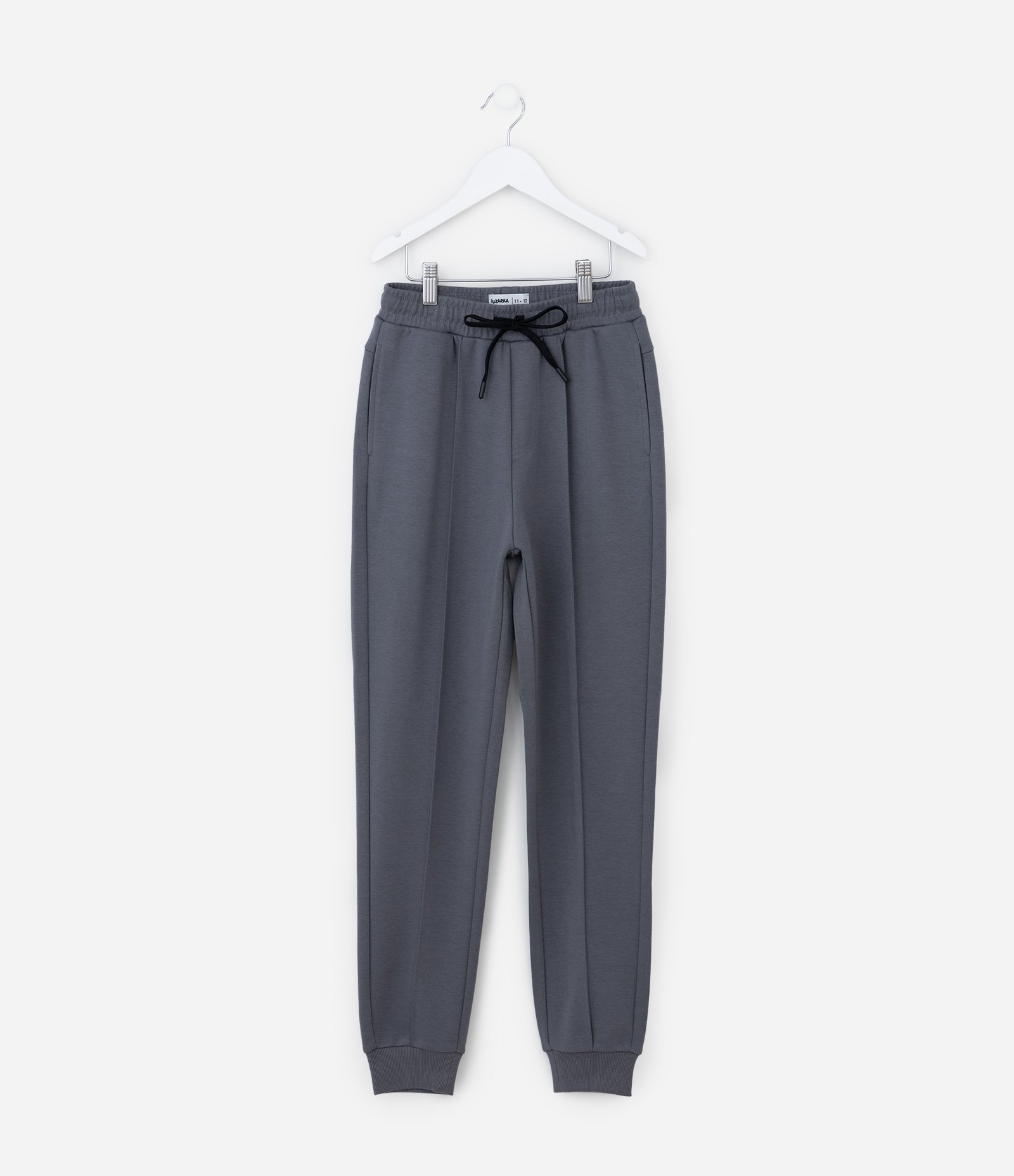 Calça Infantil em Malha Dupla com Prega Frontal - Tam 5 a 14 Anos Cinza 1