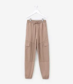 Calça Infantil com Recortes e Bolsos Cargo - Tam 5 a  14 Anos