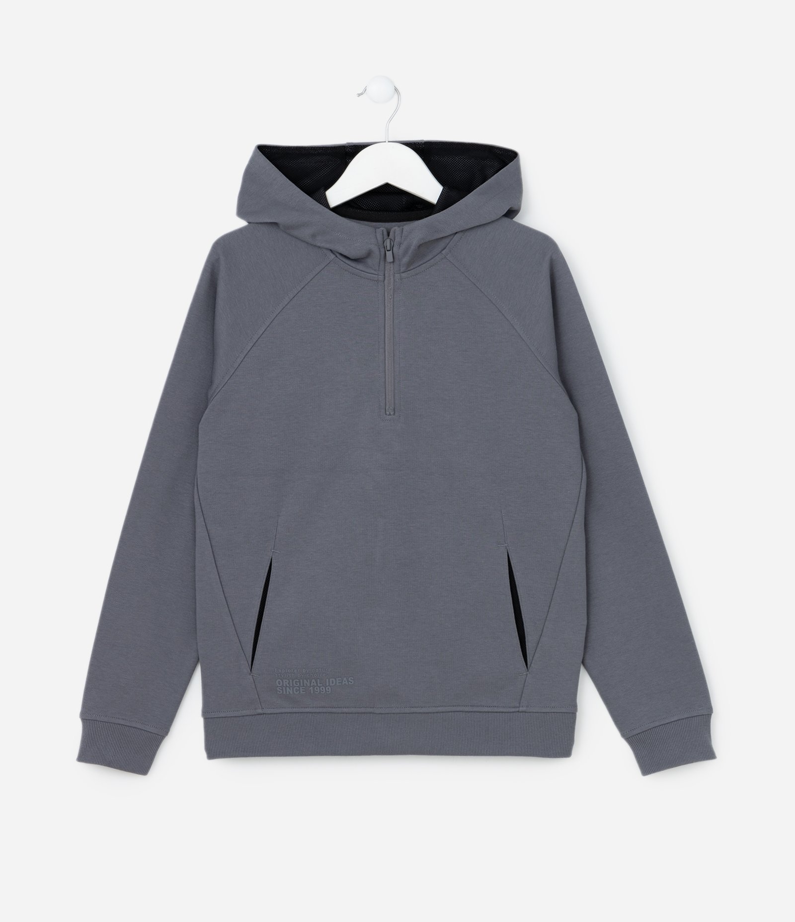Casaco Esportivo Infantil com Capuz e Bolsos - Tam 5 a 14 Anos Cinza 1
