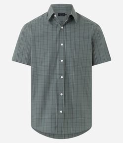 Camisa em Tricoline com Estampa Xadrez Grid