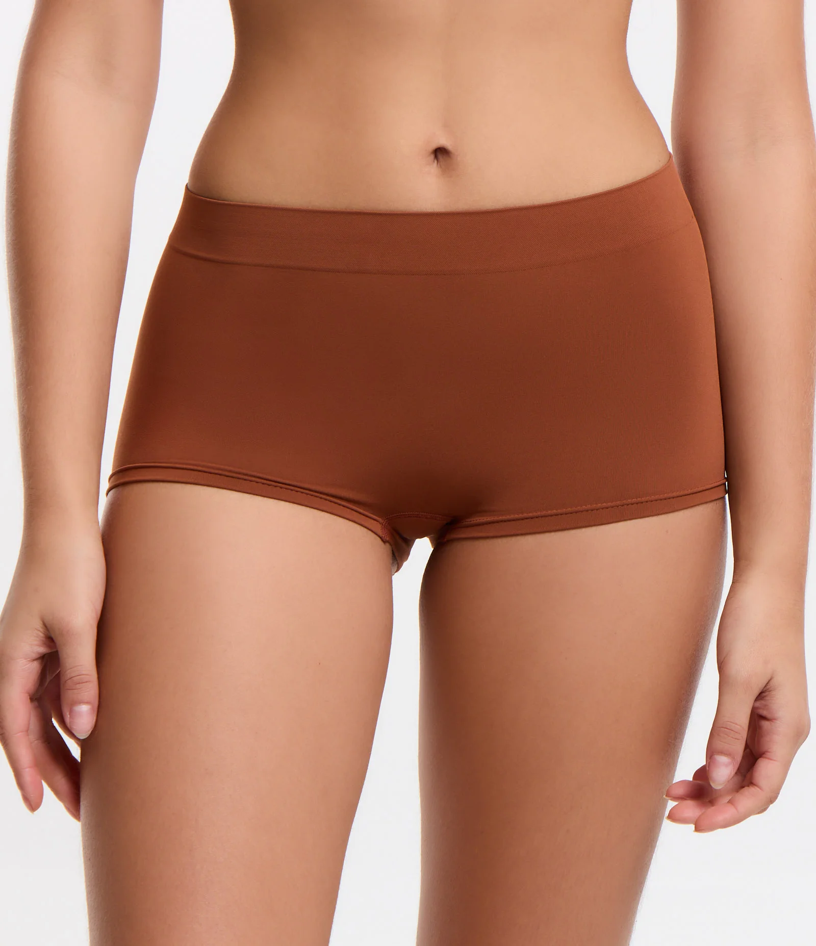 Calcinha Boyshort em Poliamida Sem Costura Marrom Telha 1