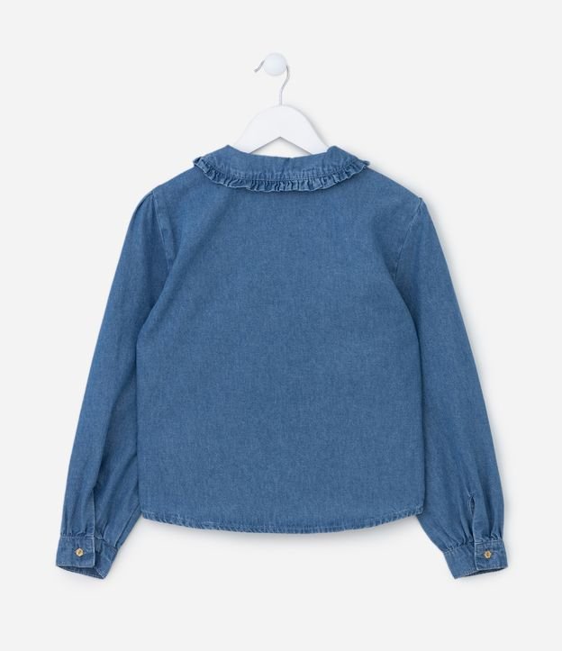 Camisa Infantil em Sarja com Gola Diferenciada - Tam 5 A 14 Anos Azul 2