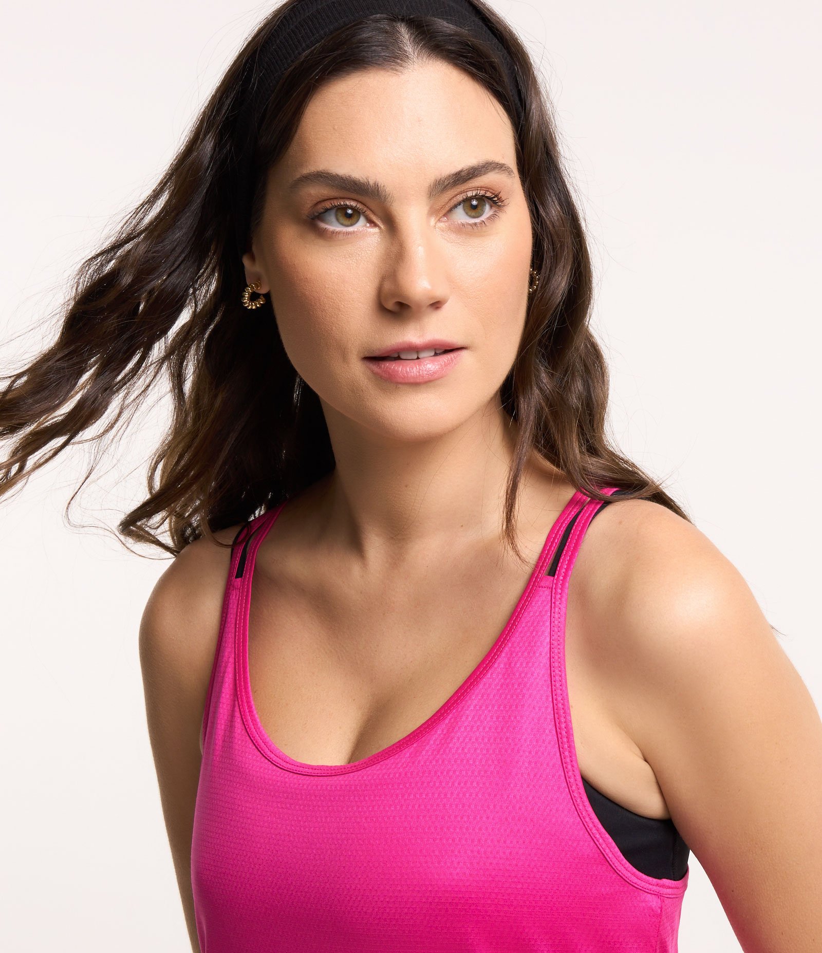 Blusa Regata Esportiva em Microfibra com Alças Duplas Rosa Pink 4