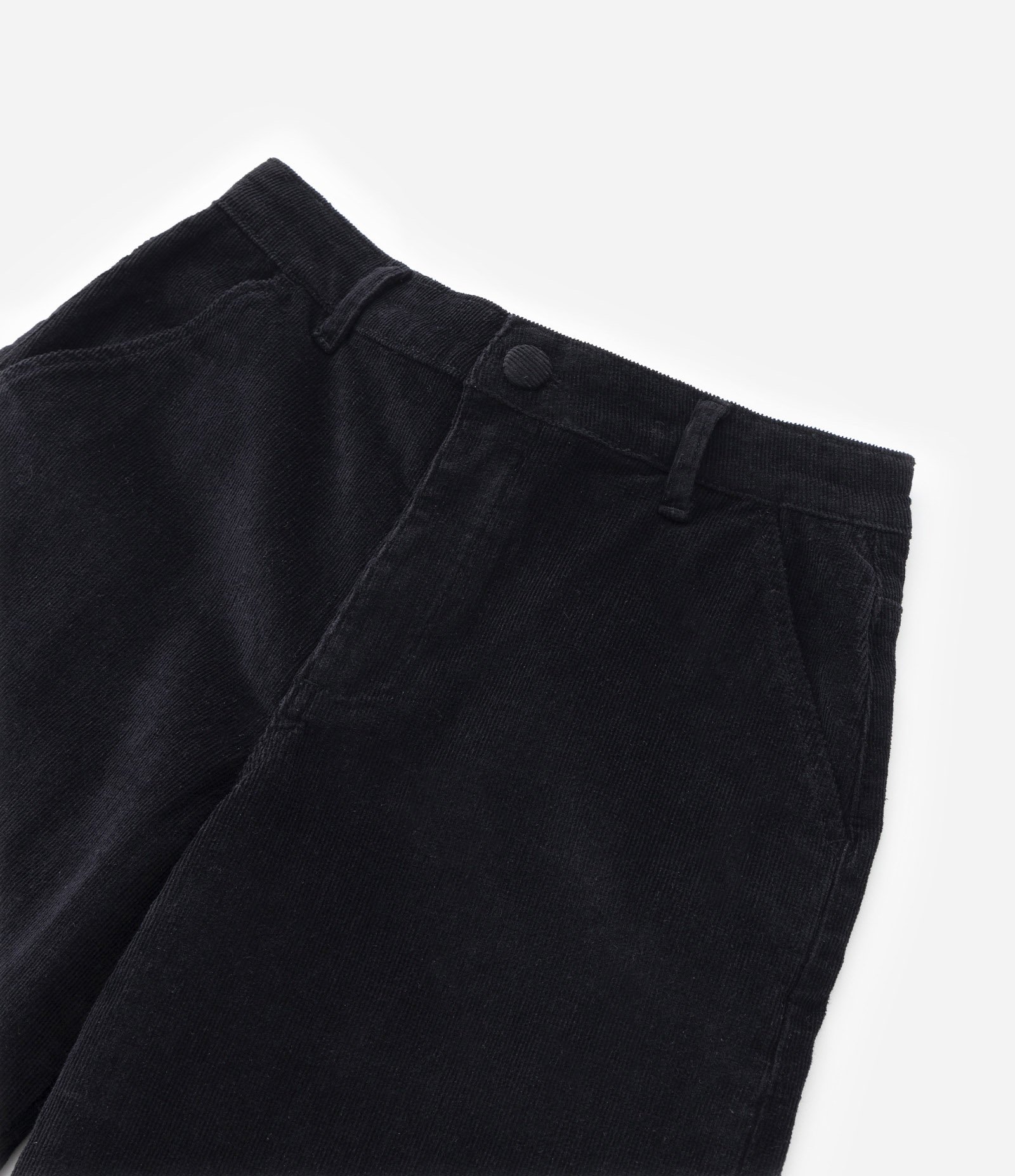 Calça Wide Leg Infantil em Sarja com Textura Veludo Cotele - Tam 5 a 14 anos Preto 6