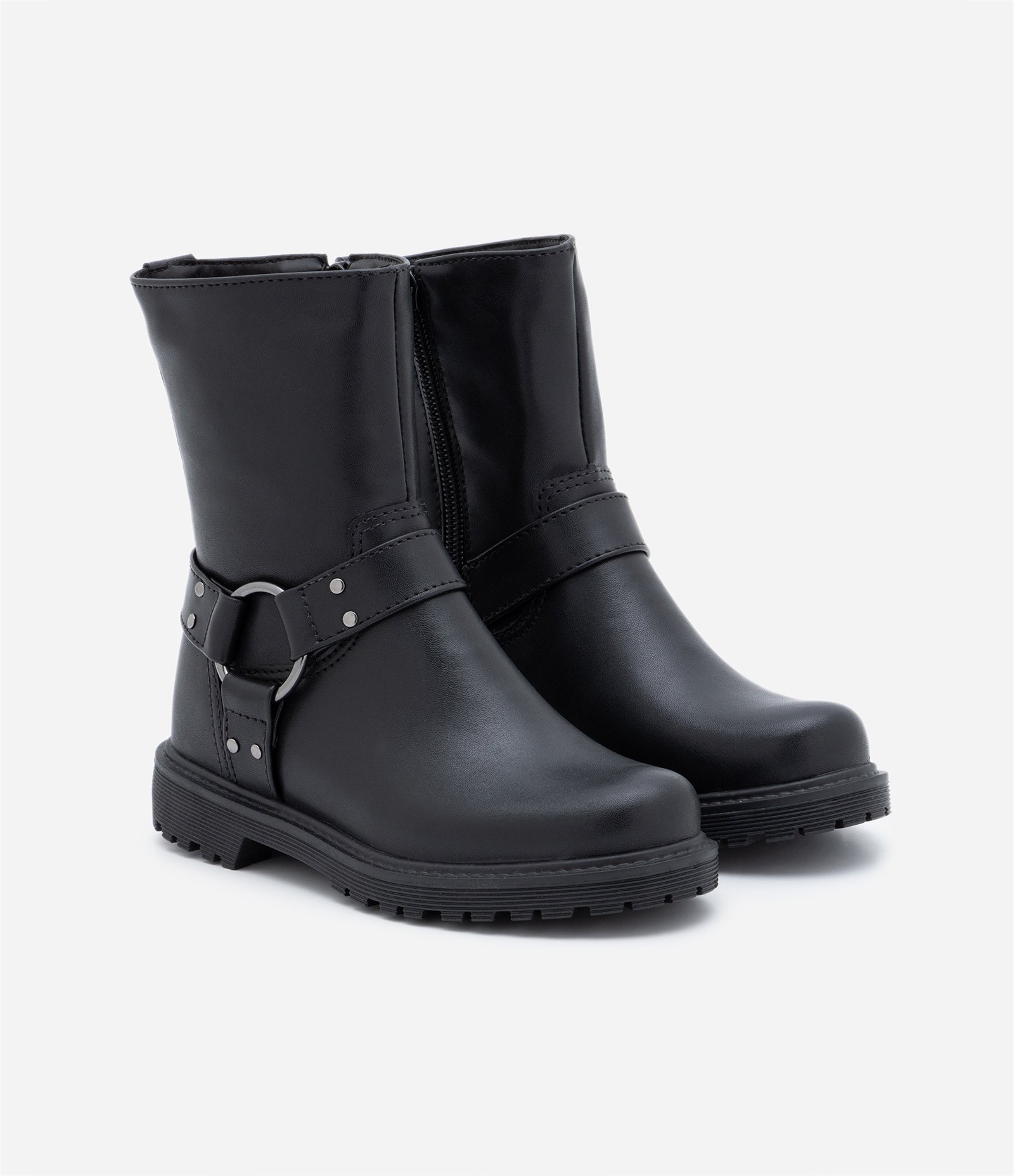 Bota Biker Infantil com Sola Tratorada - Tam 26 a 36 Preto 1