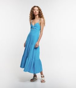 Vestido Midi em Meia Malha com Alcinha Trançada