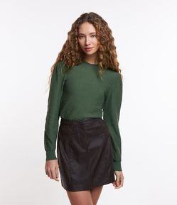 Blusa em Tricô Texturizado com Manga Longa