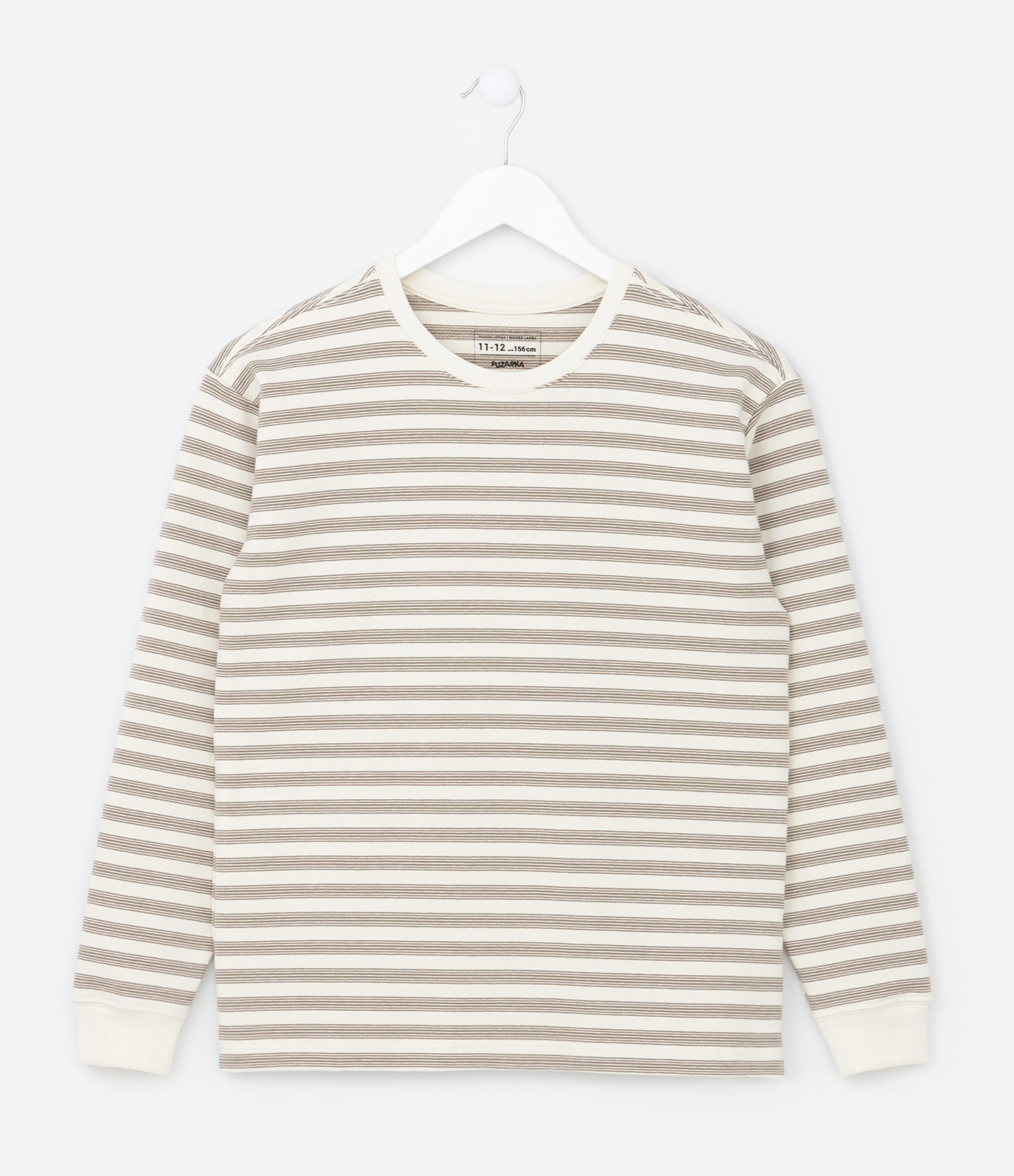 Camiseta Infantil com Estampa de Listras - Tam 5 a 14 anos Off White 1