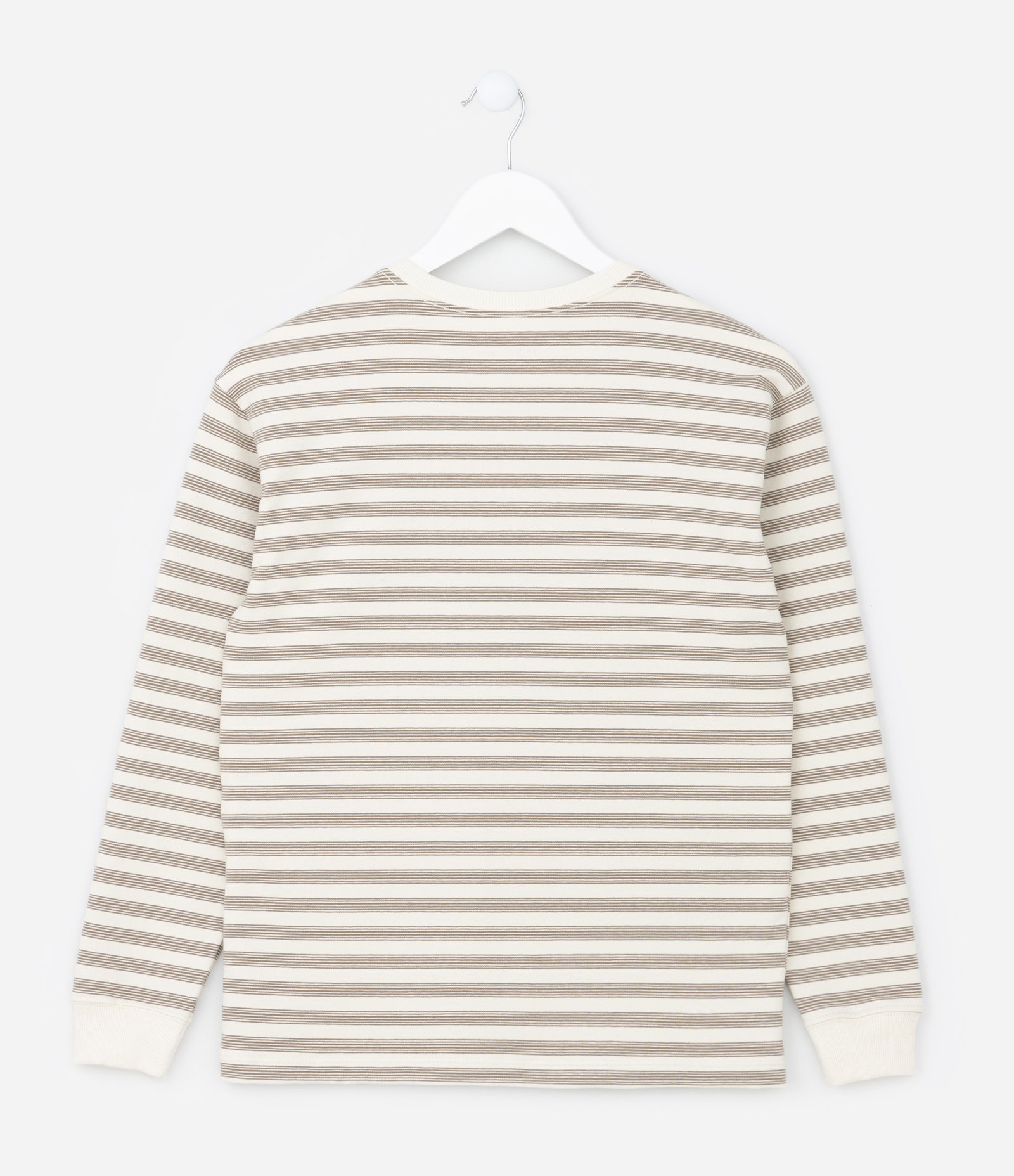 Camiseta Infantil com Estampa de Listras - Tam 5 a 14 anos Off White 2