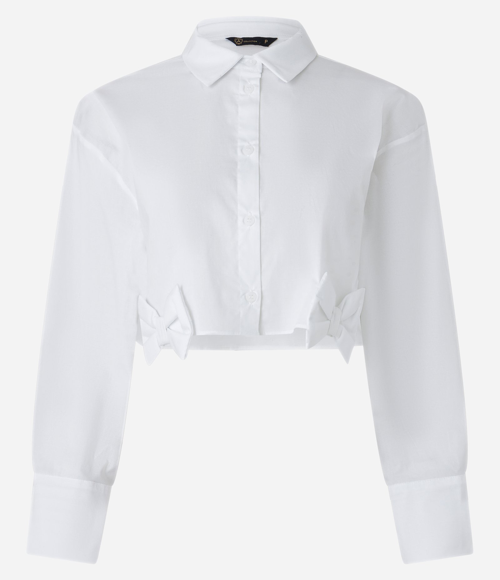 Camisa Cropped em Tricoline com Laços na Barra Branco Neve 6