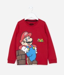 Camiseta Infantil em Algodão Estampa Super Mario - Tam 3 a 10 anos
