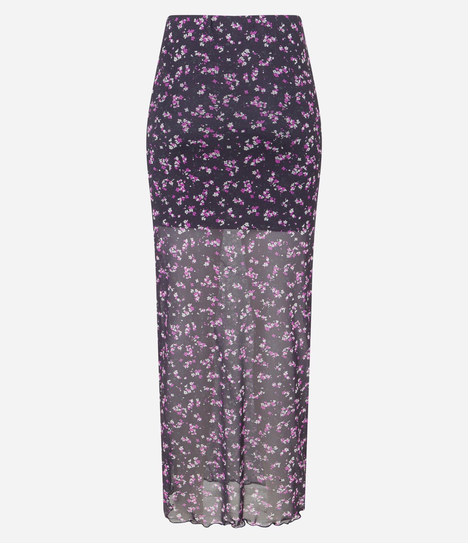 Saia New Midi em Tule Floral Liberty com Drapeado Lateral Preto 7