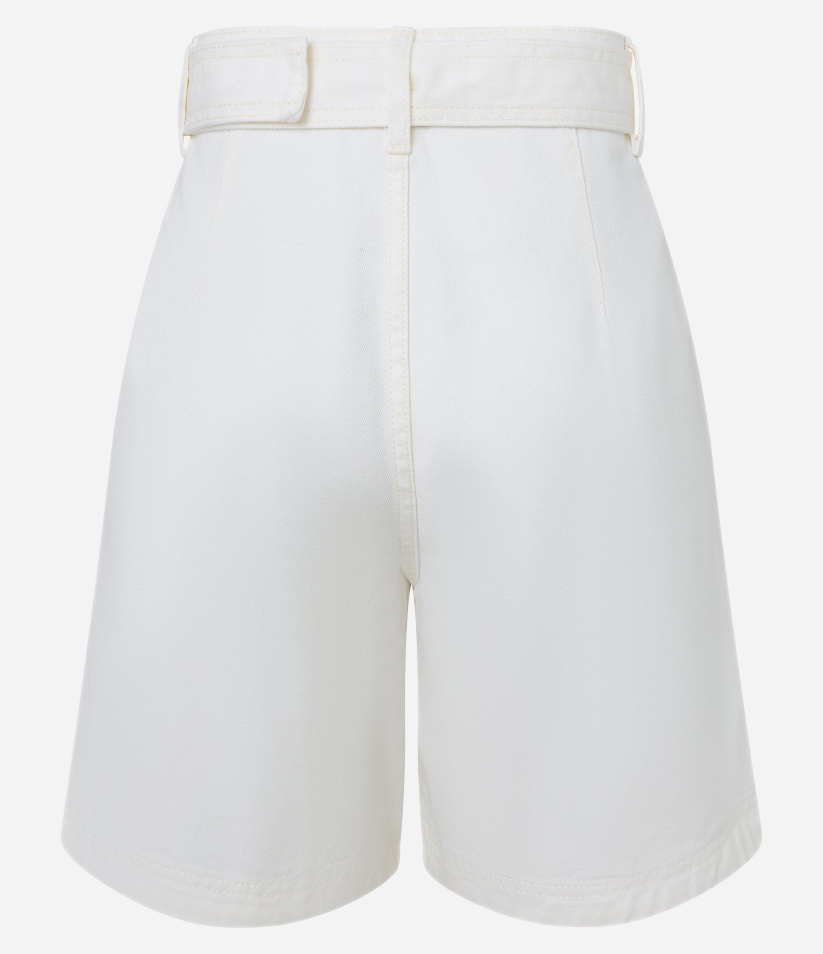 Short em Sarja com Pregas e Cinto de Fivela Redonda Off White 7