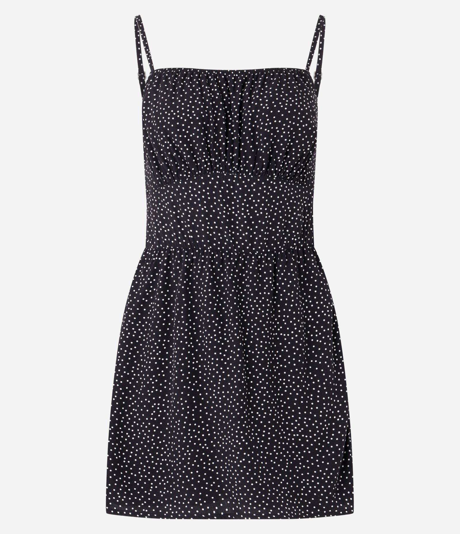 Macaquinho de Alça em Viscose com Short Saia e Poás Estampados Preto 5