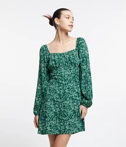 Vestido Curto em Viscose Estampa Floral Liberty com Lastex