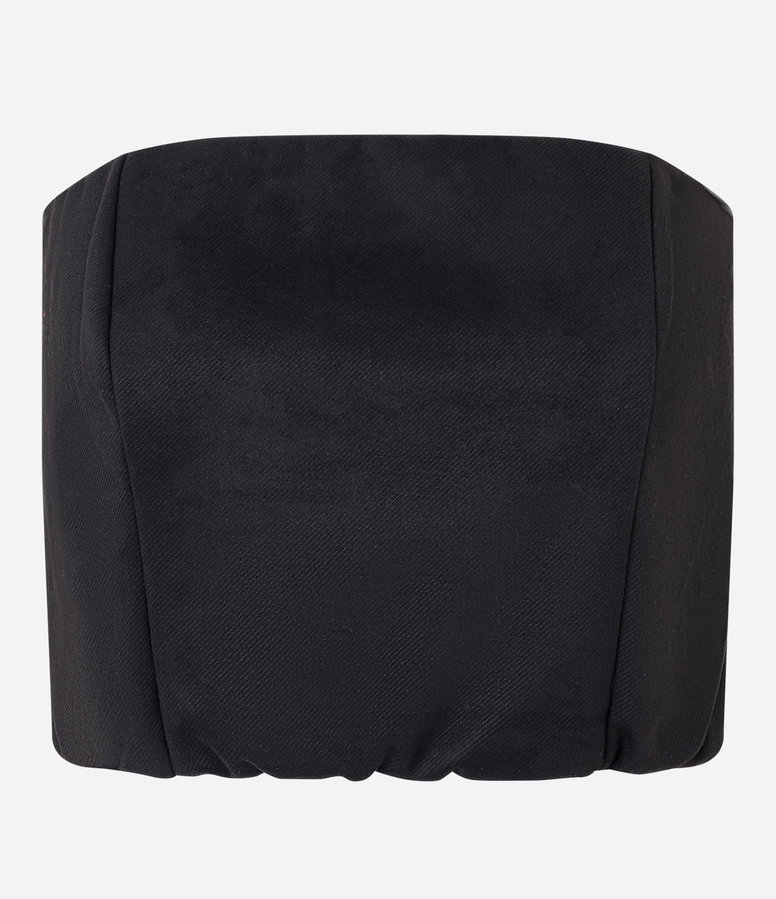 Blusa Cropped Tomara que Caia em Suede com Lastex Preto 6