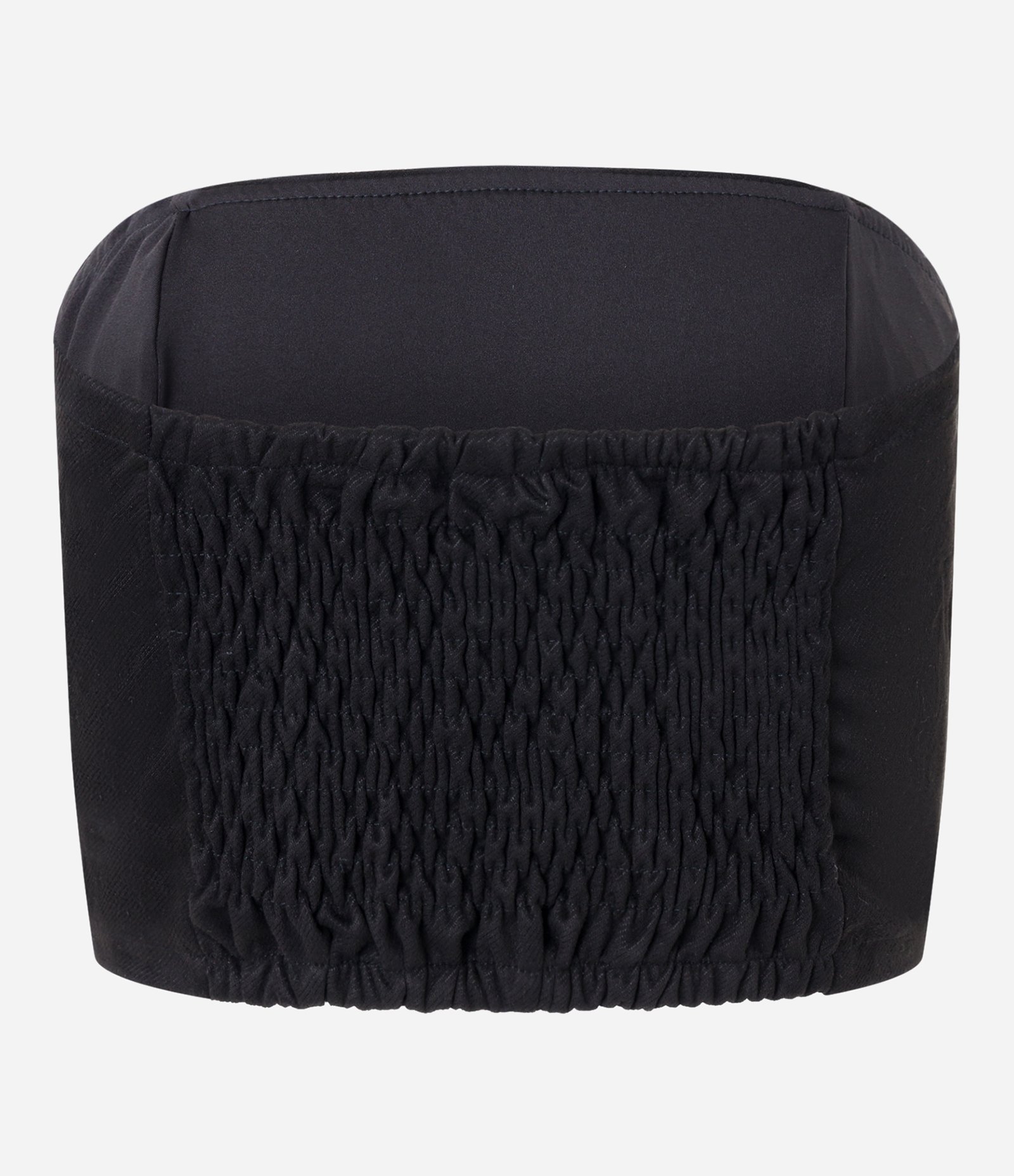 Blusa Cropped Tomara que Caia em Suede com Lastex Preto 7