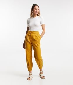 Body Canelado em Ribana com Manga Curta Bufante