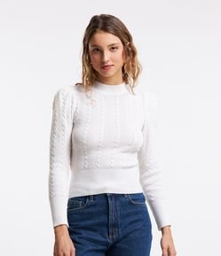 Blusa Texturizada em Tricô com Gola Altinha
