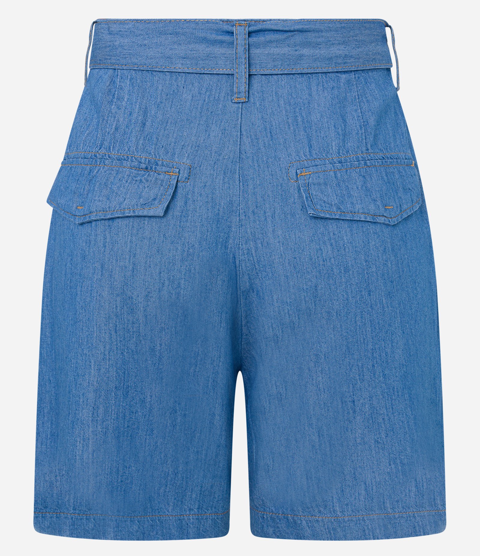 Short Cintura Média em Jeans com Cinto Afivelado e Pregas Azul 6