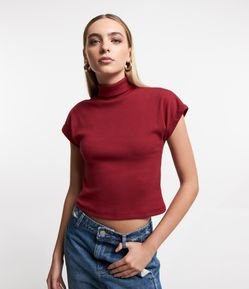 Blusa em Ribana com Gola Alta