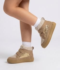 Tênis Botinha Infantil com Forro Quentinho e Glitter na Lateral - Tam 22 ao 29