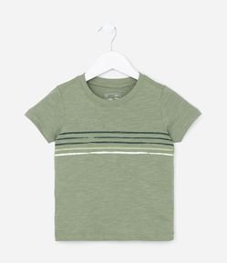 Camiseta Infantil com Listras no Peito - Tam 1 a 5 Anos