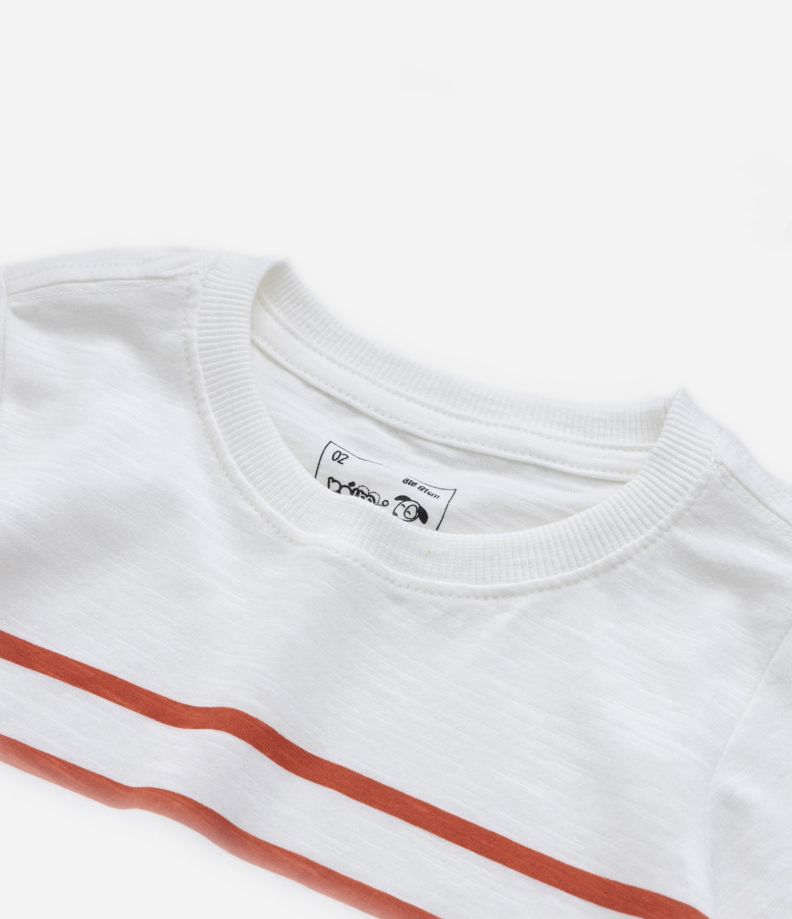 Camiseta Infantil com Listras Frontais - Tam 1 a 5 Anos Branco 4