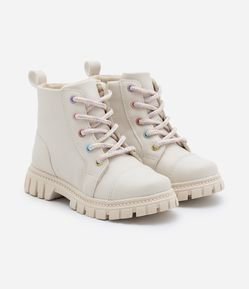 Bota Coturno Infantil em PU com Ilhós Colorido - Tam 22 ao 29