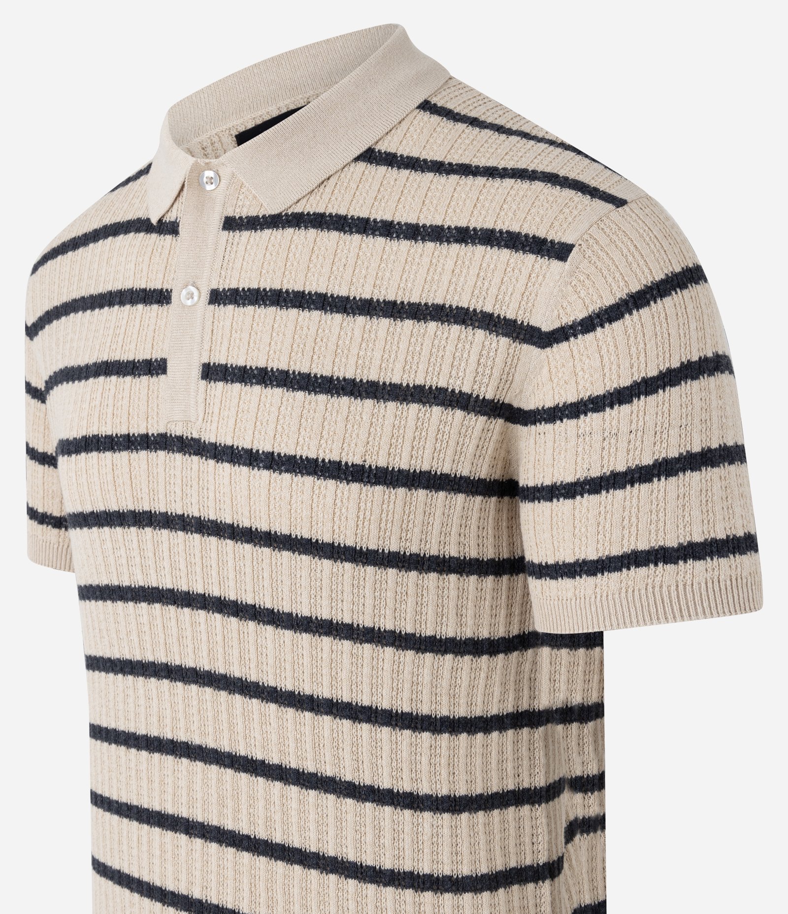 Camisa Polo em Tricô com Listras Horizontais Marrom 8