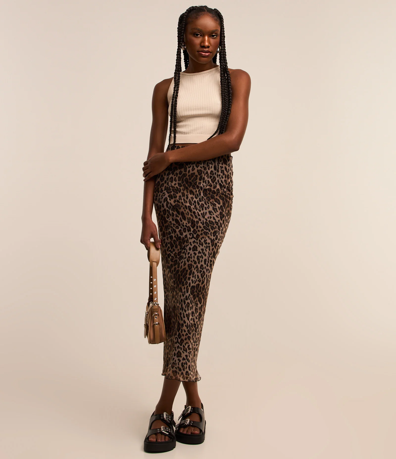 Blusa Seamless com Textura e Barra Larga Bege 2