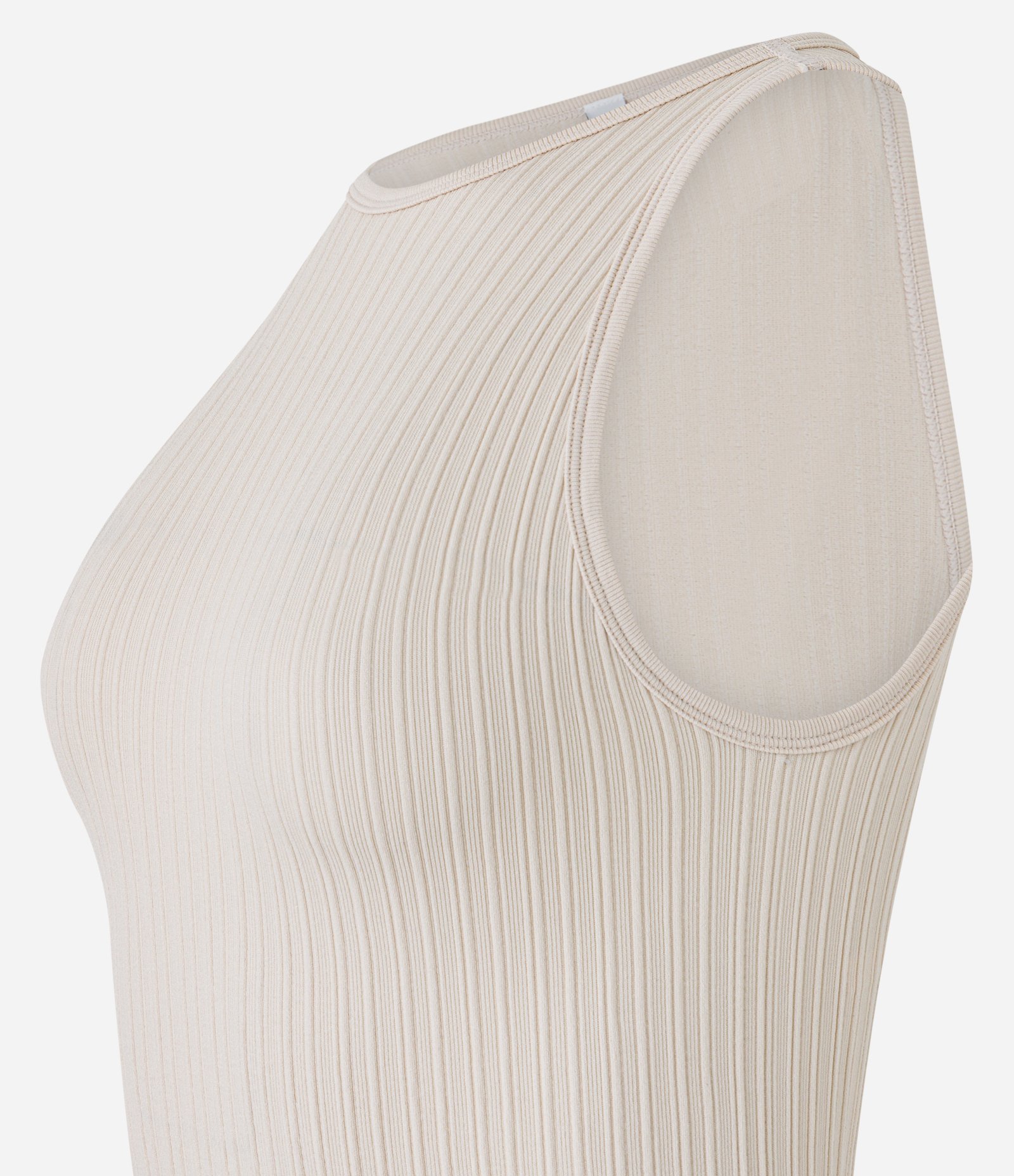 Blusa Seamless com Textura e Barra Larga Bege 5