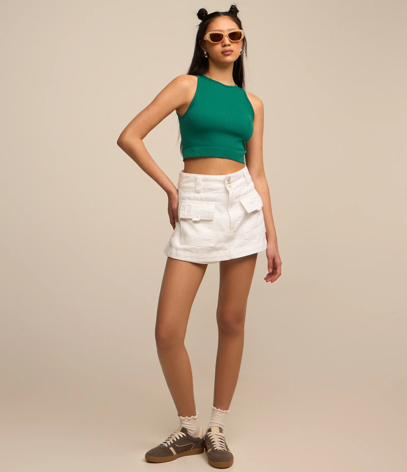 Blusa Seamless com Textura e Barra Larga Verde 2