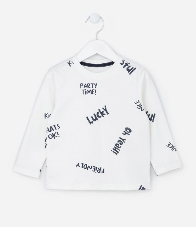 Camiseta Infantil com Toque Suave e Estampa de Lettering - Tam 1 a 5 anos