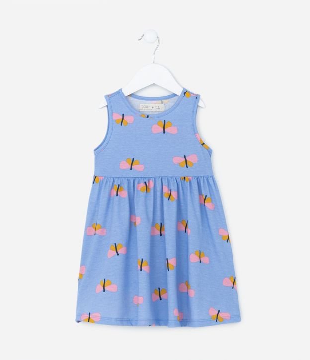 Vestido Infantil com Estampa Boboletas- Tam 1 a 5 Anos Della Robbia Blue 1